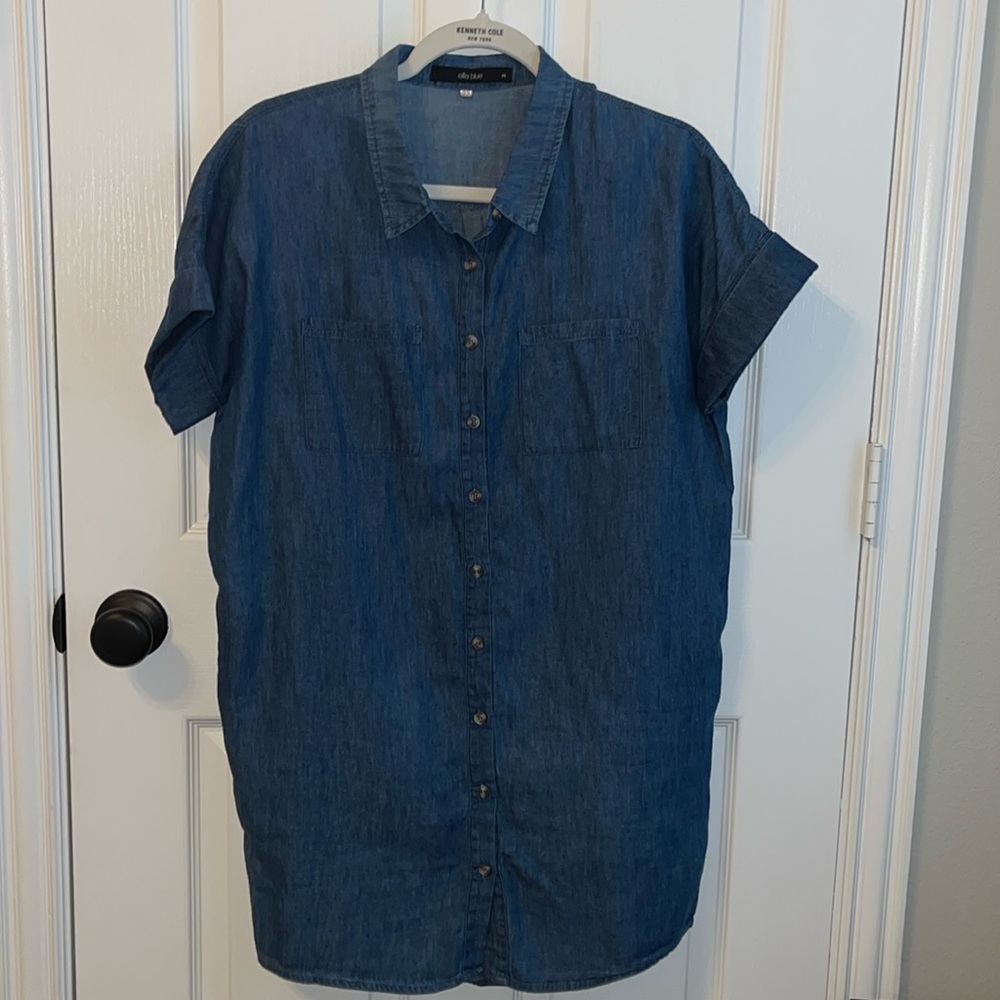 Ella Blue Short Sleeved Denim Dress